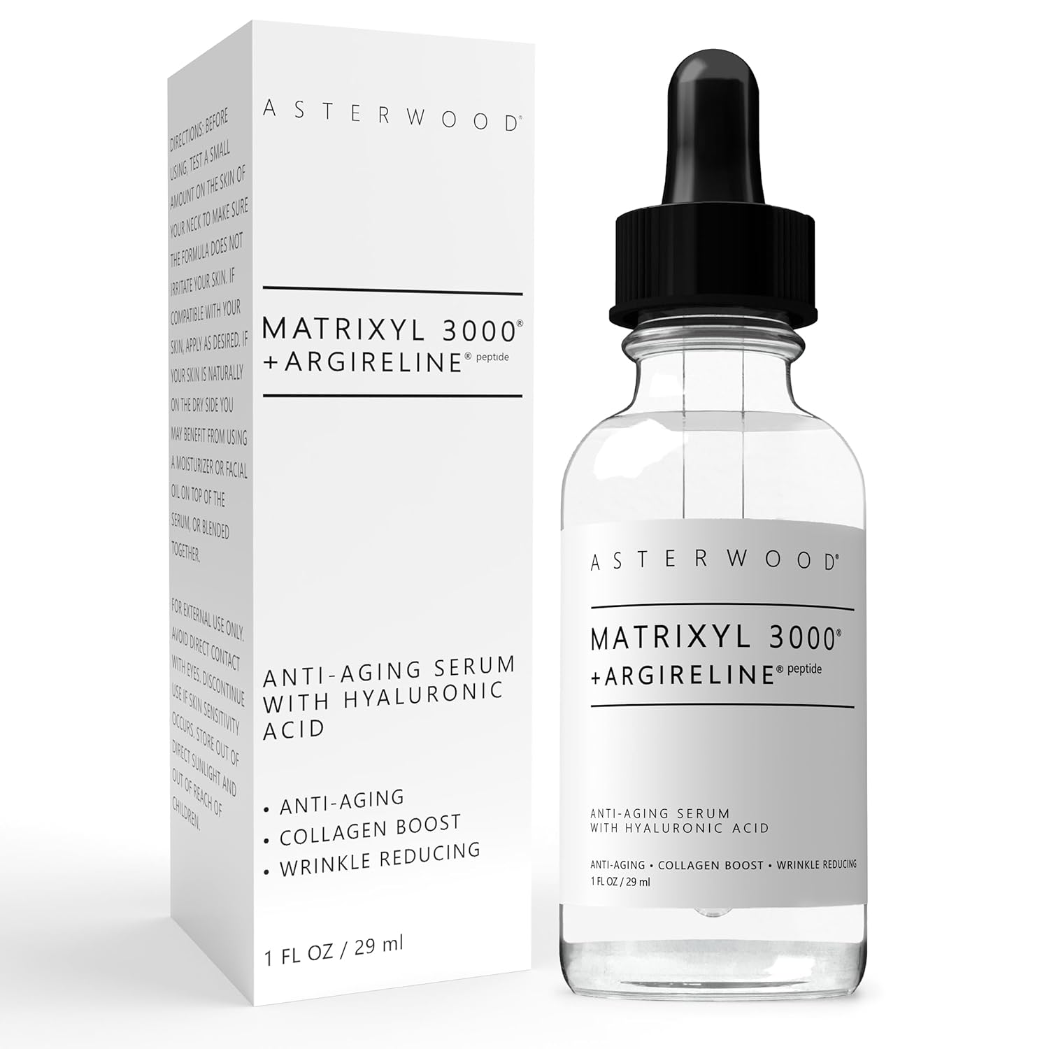 Amazon.com: Asterwood Matrixyl 3000 + Argireline Serum for Face - Multi Peptide Serum with Hyaluronic Acid - Anti-Aging, Wrinkle Reducing, Collagen Boosting - Fragrance-Free - 1 Fl Oz : Industrial & Scientific