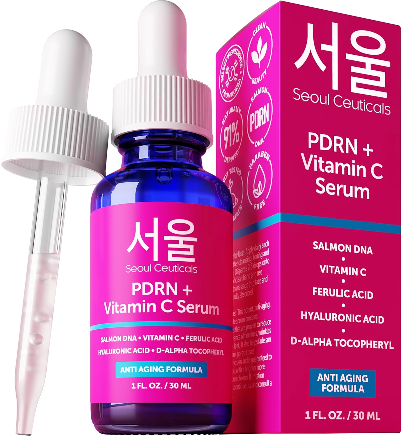 أمازون.كوم: سيروم SeoulCeuticals PDRN DNA السلمون وسيروم فيتامين سي – العناية بالبشرة الكورية مكافحة الشيخوخة مُعزز إصلاح البشرة PDRN – العناية بالبشرة الكورية للوجه 1 أونصة